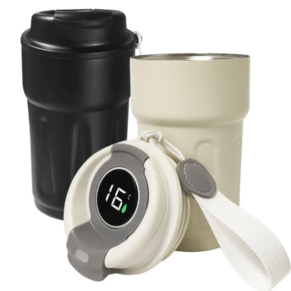 כוס תרמית חכמה מנירוסטה עם תצוגת טמפרטורה, נפח 500 מ״ל